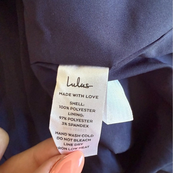 NWT LULUS Only You and I Navy Blue Long Sleeve Tie-Back Mini Skater Dress M - Picture 8 of 10
